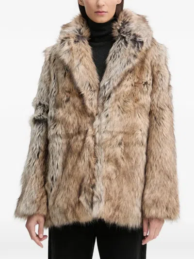Zadig & Voltaire Faune Faux Fur Coat In Brown