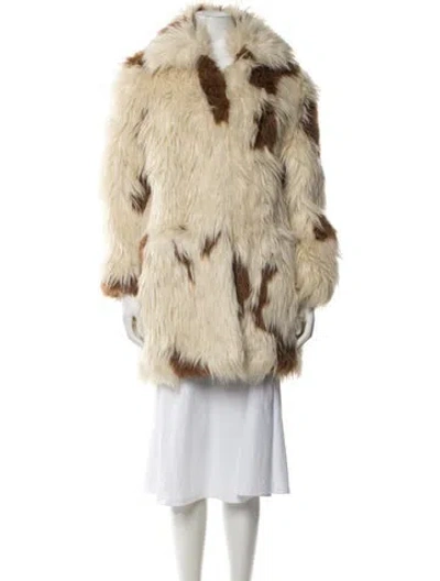 Pre-owned Zadig & Voltaire Faux Fur Animal Print Faux Fur Coat In Neutrals