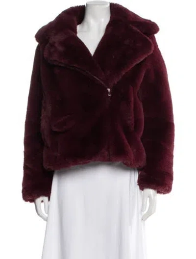 Pre-owned Zadig & Voltaire Faux Fur Coat In Burgundy