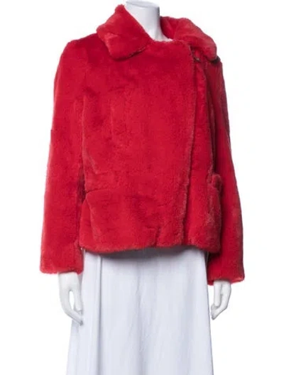Pre-owned Zadig & Voltaire Faux Fur Jacket In Red