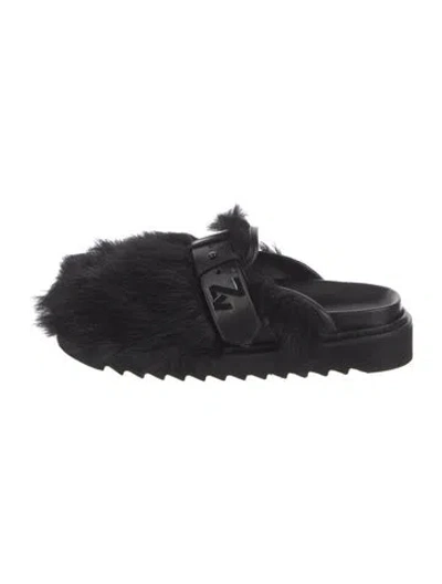 Pre-owned Zadig & Voltaire Faux Fur Mules In Black