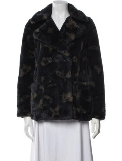 Pre-owned Zadig & Voltaire Faux Fur Patterned Faux Fur Jacket In Blue