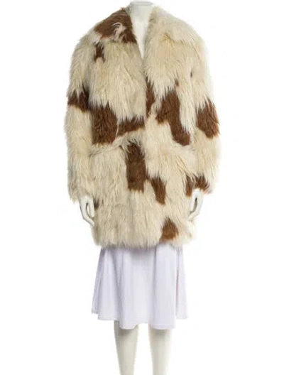 Pre-owned Zadig & Voltaire Faux Fur Printed Faux Fur Coat In Neutral