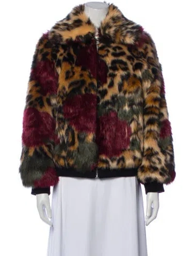Pre-owned Zadig & Voltaire Faux Fur Printed Faux Fur Jacket In Neutral