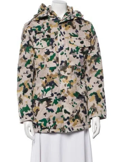 Pre-owned Zadig & Voltaire Faux Fur Printed Utility Jacket In Neutral