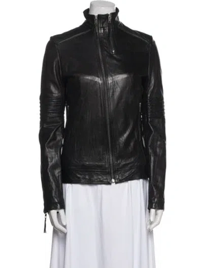 Pre-owned Zadig & Voltaire Faux Leather Biker Jacket In Black
