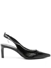 Zadig & Voltaire Zadig&voltaire Womens Noir First Night Leopard-print Leather Slingback Courts In Black