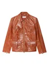 Zadig & Voltaire Flap-pocket Leather Jacket In Brown