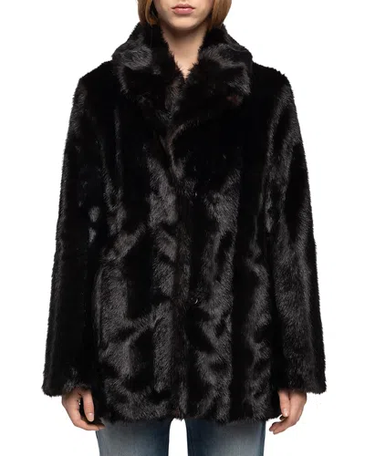 Zadig & Voltaire Fleur Faux Fur Buttoned Jacket In Black