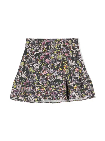 Zadig & Voltaire Kids' Floral-print Flared Skirt In 黑色