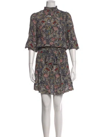 Pre-owned Zadig & Voltaire Floral Print Knee-length Dress W/ Tags In Blue