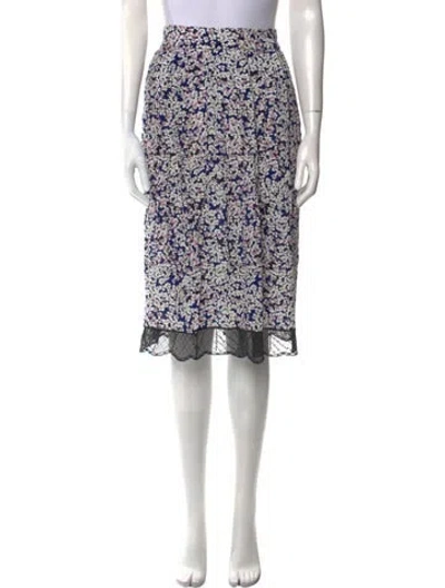Pre-owned Zadig & Voltaire Floral Print Knee-length Skirt In Blue