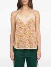 Zadig & Voltaire Floral-print Lace-trim Top In Multi