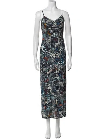 Pre-owned Zadig & Voltaire Floral Print Long Dress In Blue