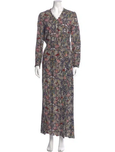 Pre-owned Zadig & Voltaire Floral Print Long Dress In Blue