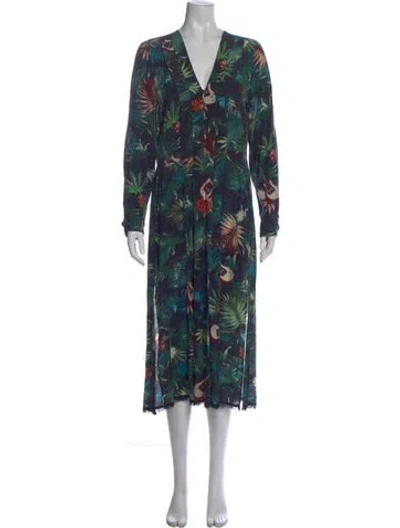 Pre-owned Zadig & Voltaire Floral Print Long Dress In Blue