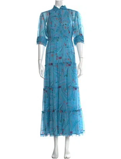 Pre-owned Zadig & Voltaire Floral Print Long Dress In Blue