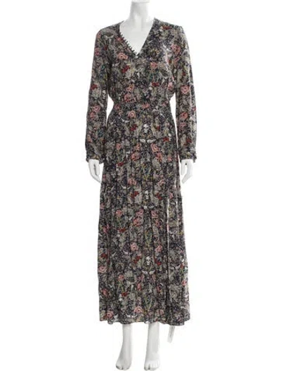 Pre-owned Zadig & Voltaire Floral Print Long Dress In Blue