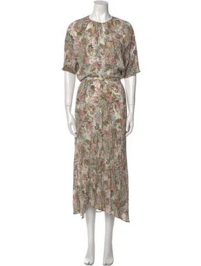 Pre-owned Zadig & Voltaire Floral Print Long Dress In Neutral