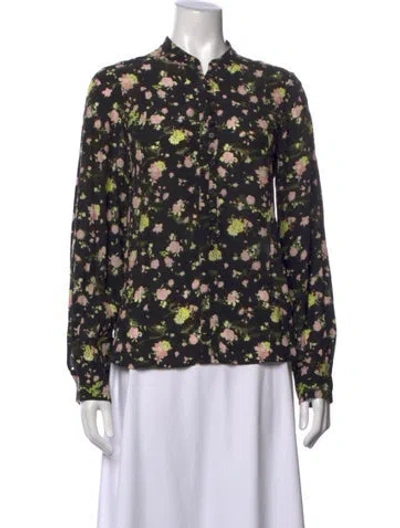 Pre-owned Zadig & Voltaire Floral Print Long Sleeve Blouse In Black