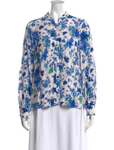 Pre-owned Zadig & Voltaire Floral Print Long Sleeve Blouse In Blue