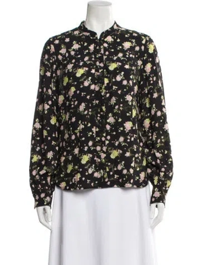 Pre-owned Zadig & Voltaire Floral Print Long Sleeve Blouse In Green