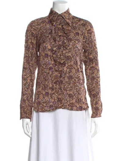 Pre-owned Zadig & Voltaire Floral Print Long Sleeve Blouse In Neutral