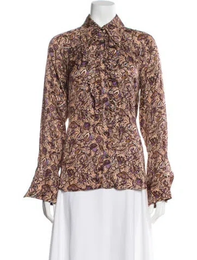 Pre-owned Zadig & Voltaire Floral Print Long Sleeve Blouse In Neutral