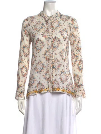 Pre-owned Zadig & Voltaire Floral Print Long Sleeve Blouse In Neutral