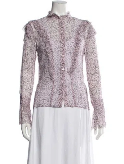 Pre-owned Zadig & Voltaire Floral Print Long Sleeve Blouse In Pink