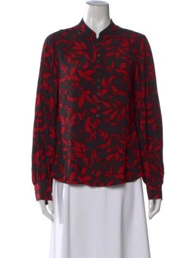 Pre-owned Zadig & Voltaire Floral Print Long Sleeve Blouse In Red