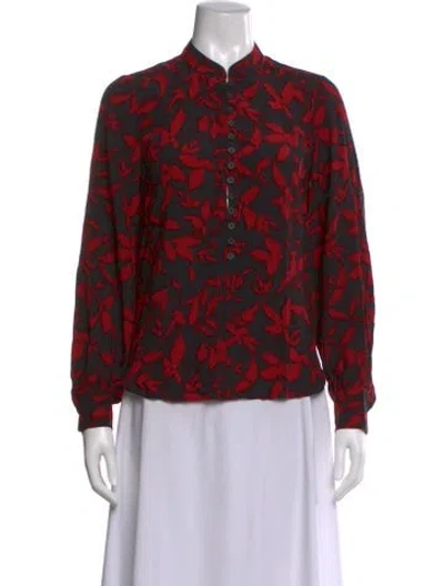 Pre-owned Zadig & Voltaire Floral Print Long Sleeve Blouse In Red