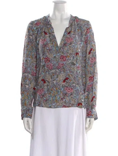 Pre-owned Zadig & Voltaire Floral Print Long Sleeve Blouse W/ Tags In Multi