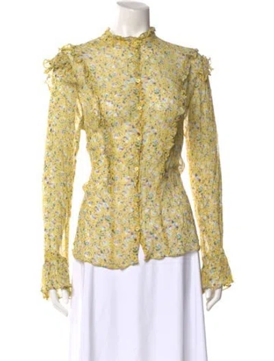 Pre-owned Zadig & Voltaire Floral Print Long Sleeve Blouse In Yellow