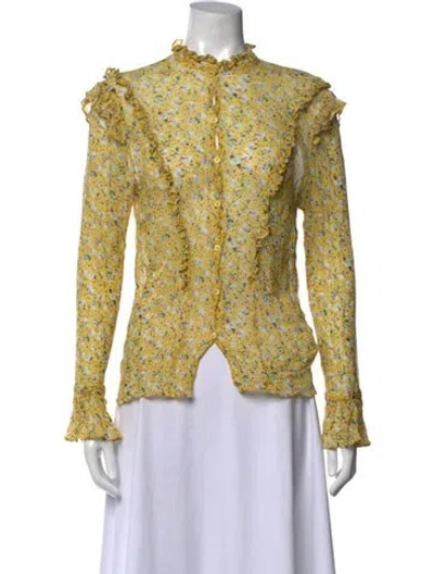 Pre-owned Zadig & Voltaire Floral Print Long Sleeve Blouse In Yellow