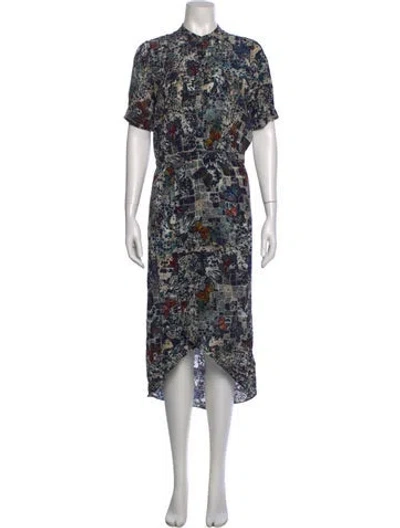 Pre-owned Zadig & Voltaire Floral Print Midi Length Dress In Blue