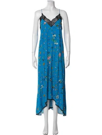 Pre-owned Zadig & Voltaire Floral Print Midi Length Dress In Blue