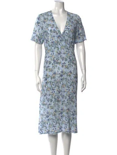 Pre-owned Zadig & Voltaire Floral Print Midi Length Dress In Blue