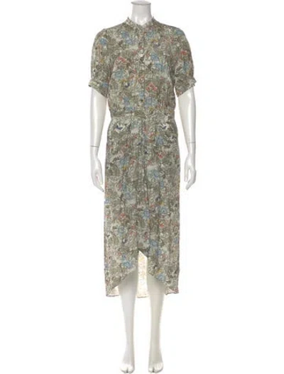 Pre-owned Zadig & Voltaire Floral Print Midi Length Dress In Gray