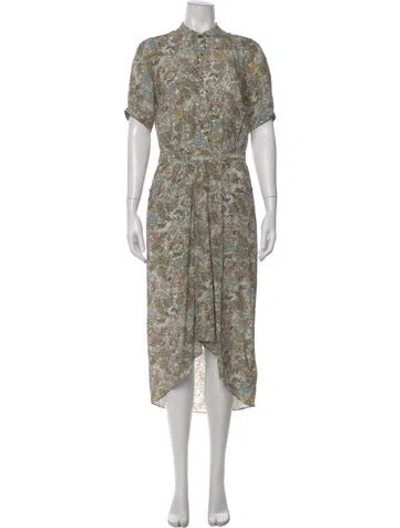 Pre-owned Zadig & Voltaire Floral Print Midi Length Dress In Green
