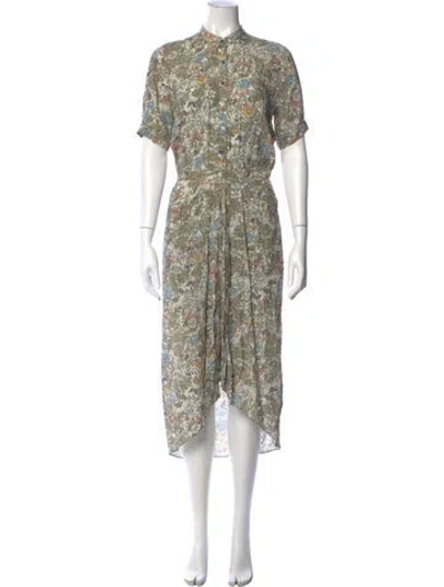 Pre-owned Zadig & Voltaire Floral Print Midi Length Dress In Green