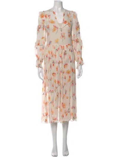 Pre-owned Zadig & Voltaire Floral Print Midi Length Dress In Neutral
