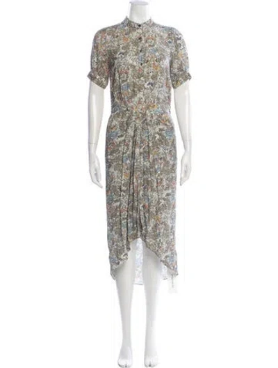 Pre-owned Zadig & Voltaire Floral Print Midi Length Dress In Neutral