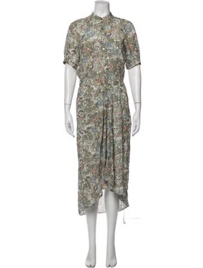 Pre-owned Zadig & Voltaire Floral Print Midi Length Dress In Neutrals