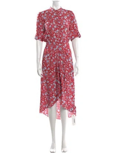 Pre-owned Zadig & Voltaire Floral Print Midi Length Dress In Red