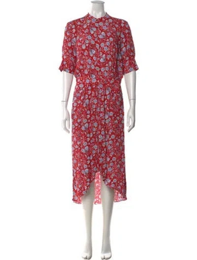 Pre-owned Zadig & Voltaire Floral Print Midi Length Dress In Red