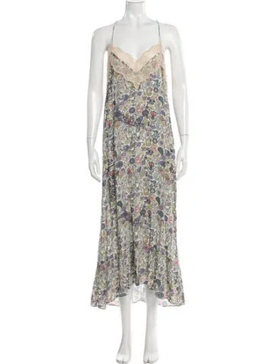 Pre-owned Zadig & Voltaire Floral Print Midi Length Dress In White