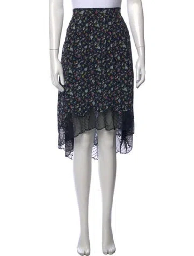 Pre-owned Zadig & Voltaire Floral Print Midi Length Skirt In Black