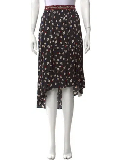 Pre-owned Zadig & Voltaire Floral Print Midi Length Skirt In Black
