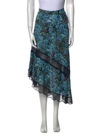 Pre-owned Zadig & Voltaire Floral Print Midi Length Skirt In Blue